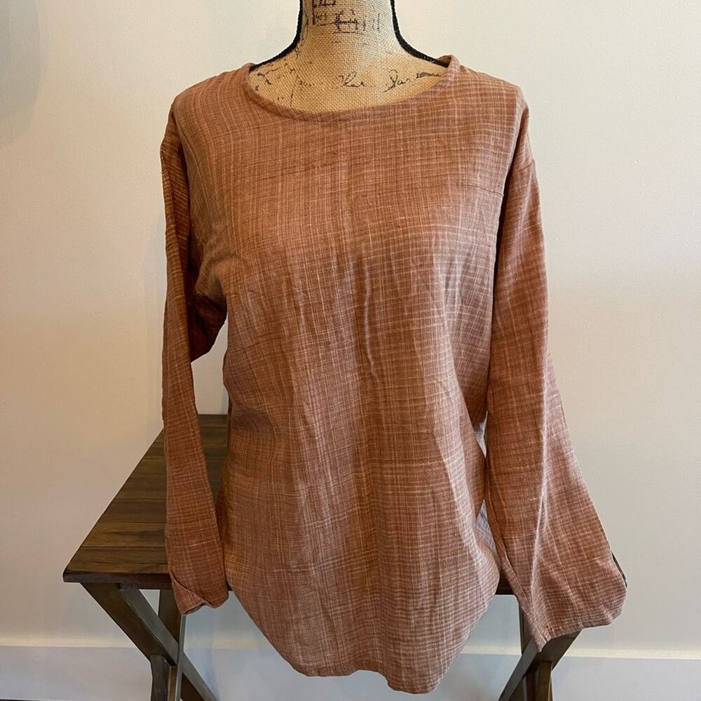 Cost Plus World Market Boho Brown Long Sleeve Blouse Size S/M